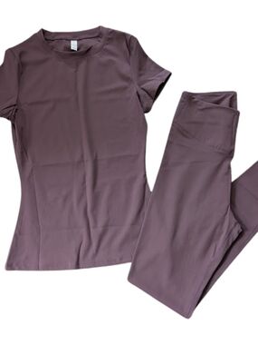 Burgundy Athletic Tee & Legging Set